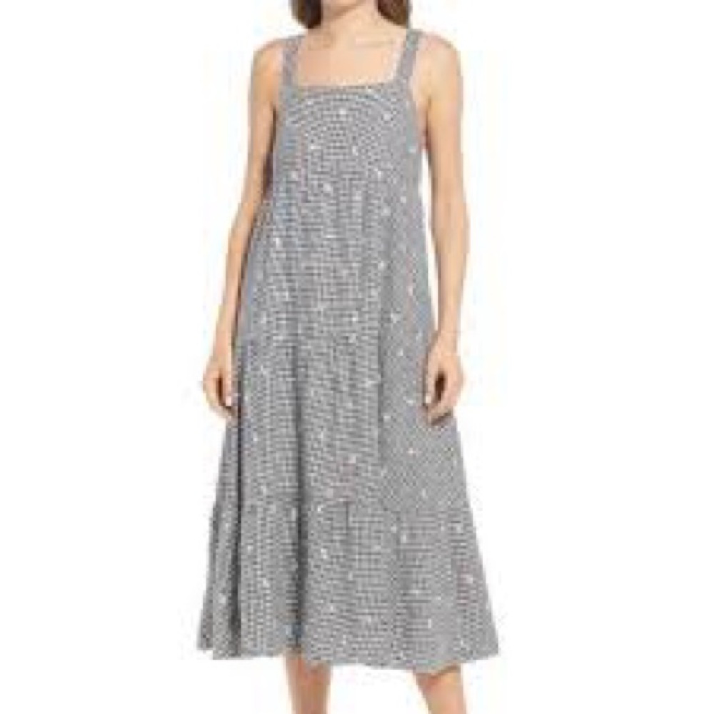 Madewell Gray Floral Tiered Midi Dress - Picture 5 of 14